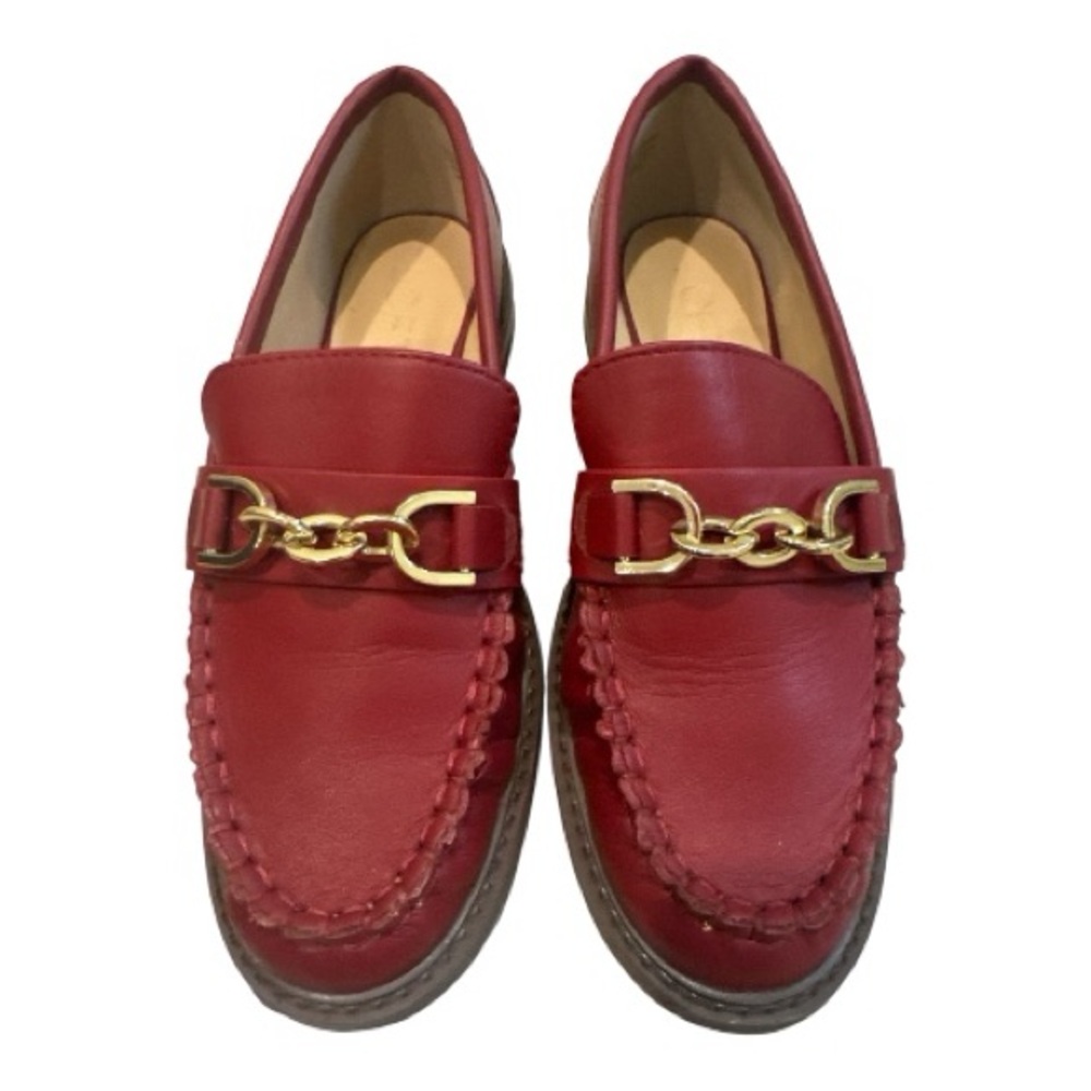 LOFT Red Leather Chain Bit Loafers - Size 6.5